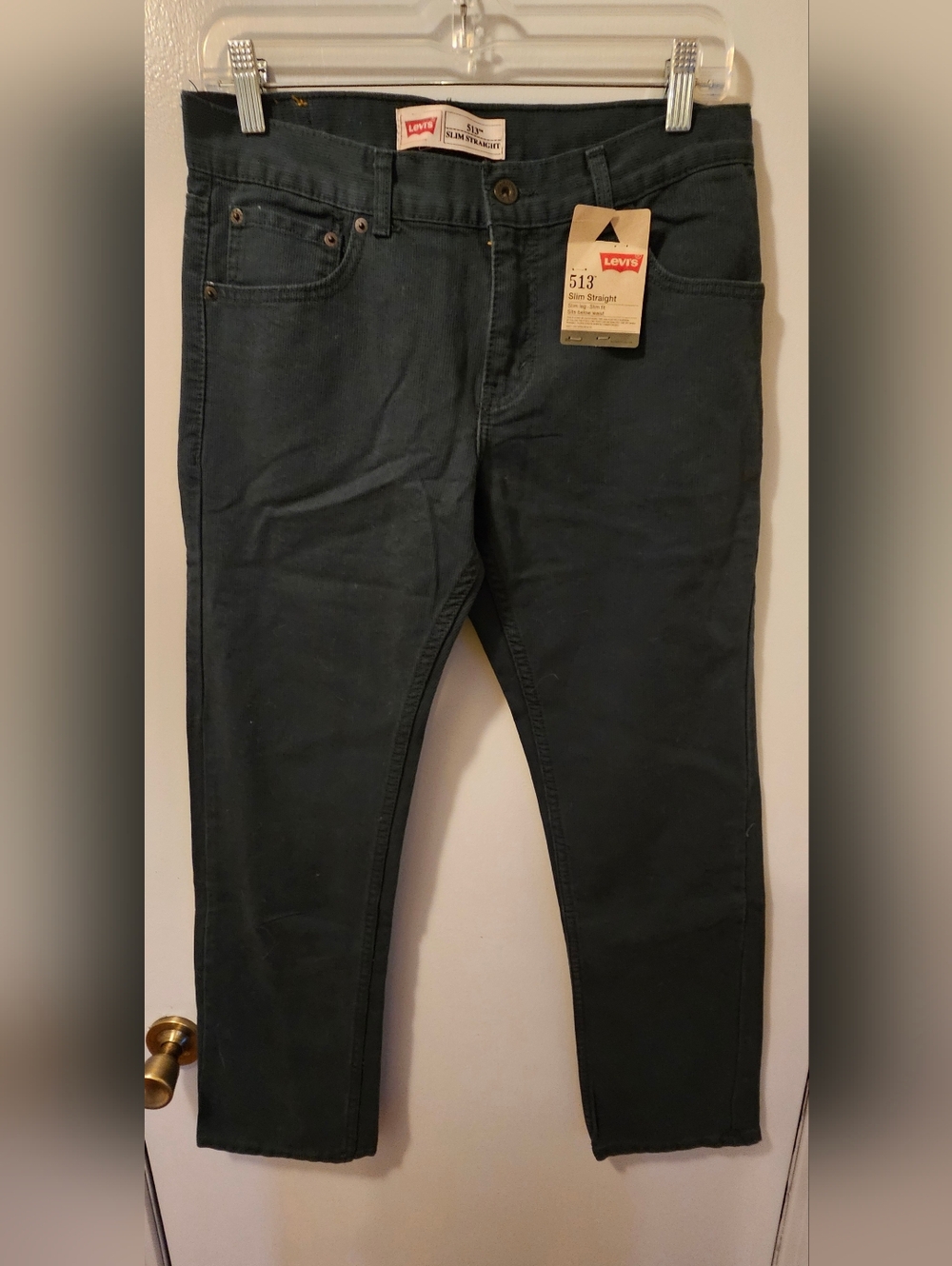 Levi's Boys 513 Slim Straight Fit Corduroy Pants Green Size 18‎ Reg. NWT